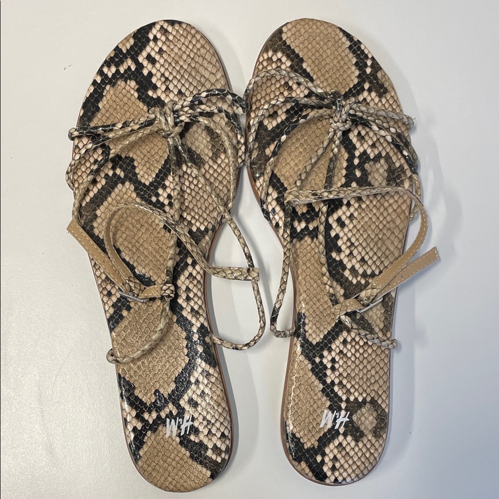 H&M Snakeskin Sandals - Beige and Black